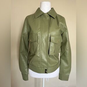 Nasty Gal Light Olive Green Faux Leather Jacket